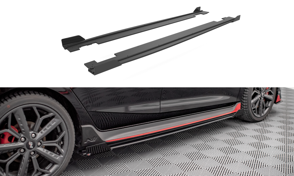 Maxton Street Pro Seitenschweller Ansatz für + Flaps Hyundai I20 N Mk3 schwarz Hochglanz
