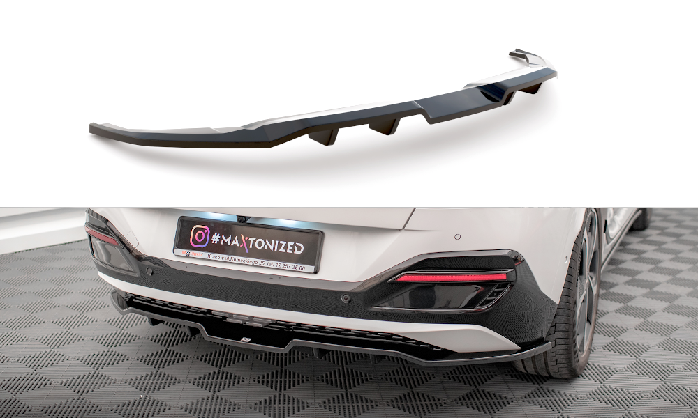 Maxton Mittlerer Diffusor Heck Ansatz DTM Look für Kia EV6 GT-Line Mk1 schwarz Hochglanz