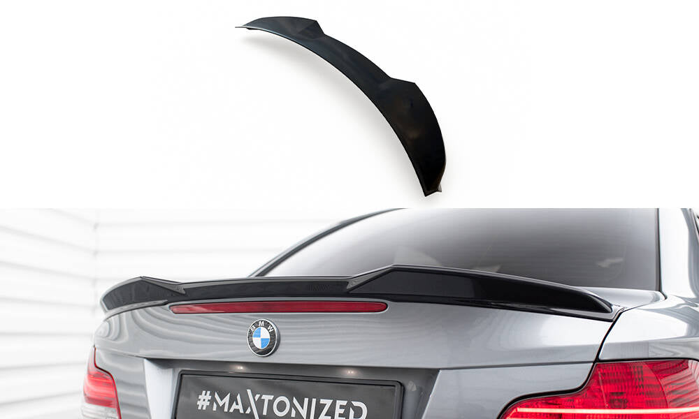 Maxton Spoiler CAP für 3D BMW 1er M-Paket E82 schwarz Hochglanz