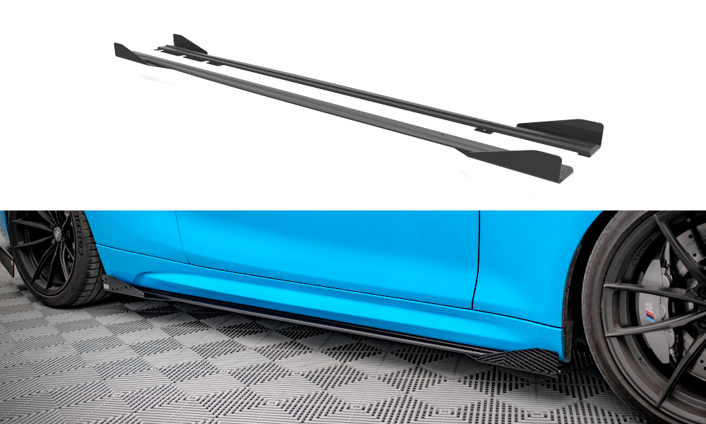 Maxton Street Pro Seitenschweller Ansatz für + Flaps BMW M2 F87 schwarz Hochglanz