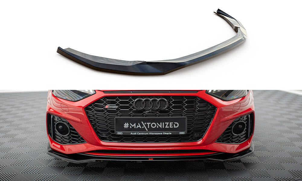 Maxton Front Ansatz V.1 für Audi RS4 B9 Facelift schwarz Hochglanz