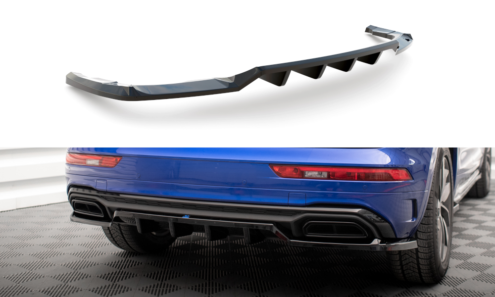 Maxton Mittlerer Diffusor Heck Ansatz DTM Look für Audi Q5 S-Line SUV Mk2 Facelift schwarz Hochglanz