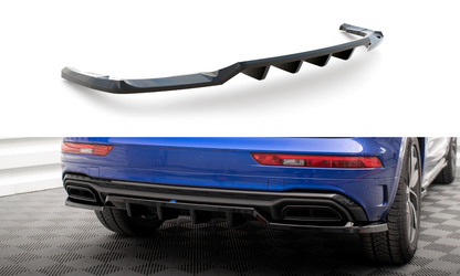 Maxton Mittlerer Diffusor Heck Ansatz DTM Look für Audi Q5 S-Line SUV Mk2 Facelift schwarz Hochglanz