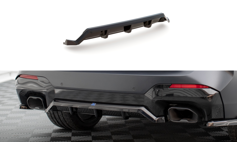 Maxton Mittlerer Diffusor Heck Ansatz DTM Look für BMW X3 M-Paket G01 Facelift schwarz Hochglanz