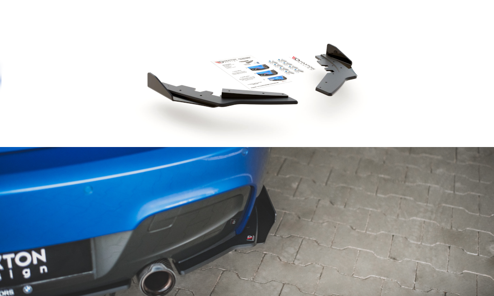 Maxton Robuste Racing Heck Ansatz Flaps Diffusor +Flaps für BMW M135i F20 schwarz Hochglanz