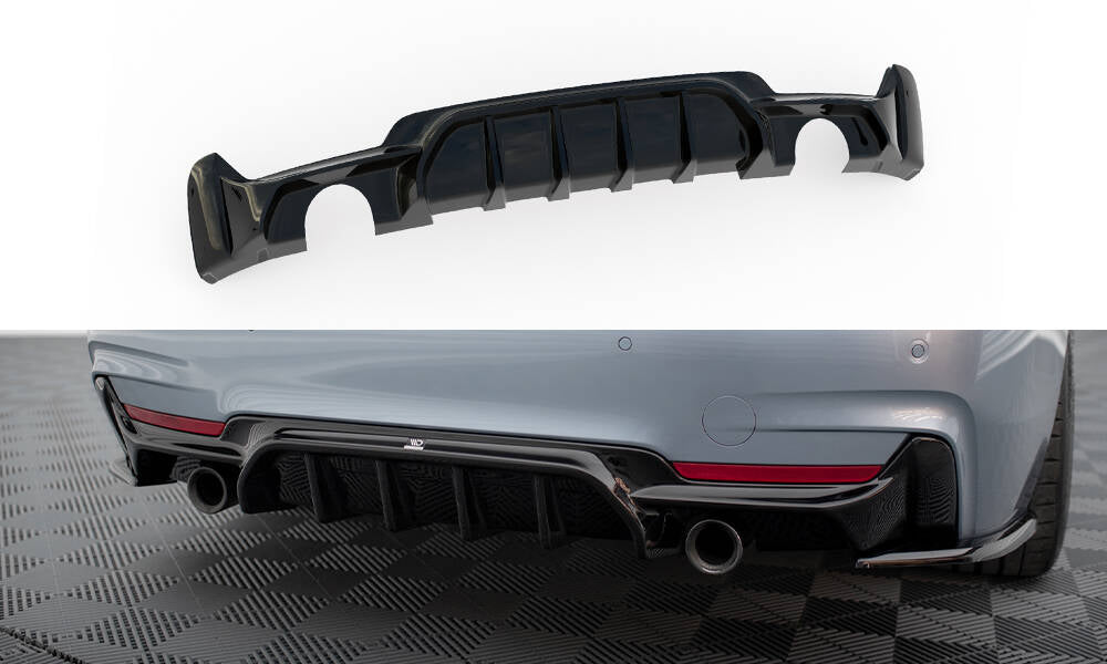 Maxton Diffusor Heck Ansatz für BMW 4er Coupe / Gran Coupe / Cabrio M-Paket F32 / F36 / F33 (Version mit Einzelauspuff auf...