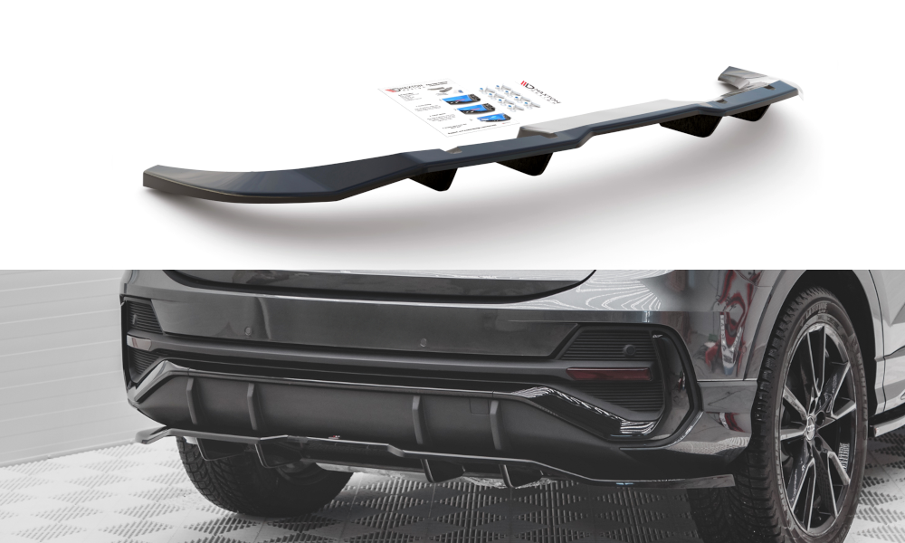 Maxton Mittlerer Diffusor Heck Ansatz DTM Look für Audi Q3 Sportback S-Line schwarz Hochglanz