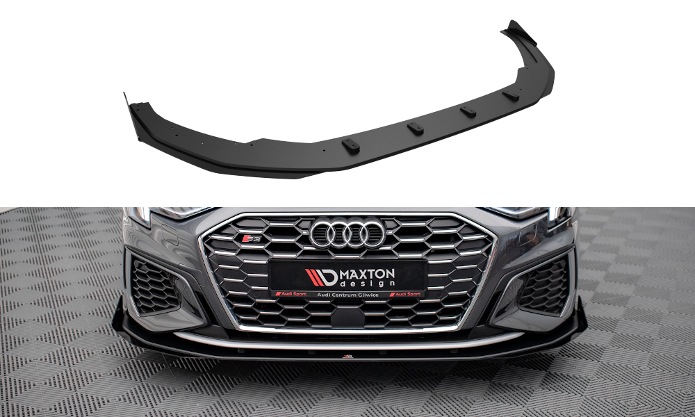 Maxton Street Pro Front Ansatz für +Flaps für V.1 + Flaps Audi S3 / A3 S-Line 8Y schwarz Hochglanz