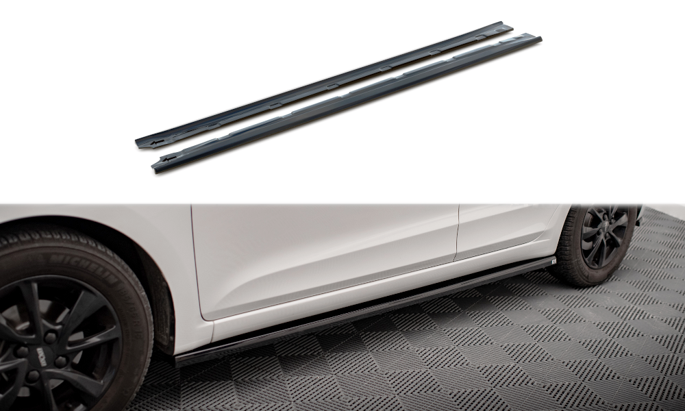 Maxton Seitenschweller Ansatz für Hyundai I20 Mk2 Facelift schwarz Hochglanz