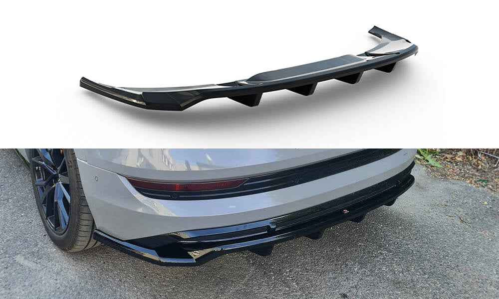 Maxton Mittlerer Diffusor Heck Ansatz DTM Look für Audi e-Tron S-Line schwarz Hochglanz