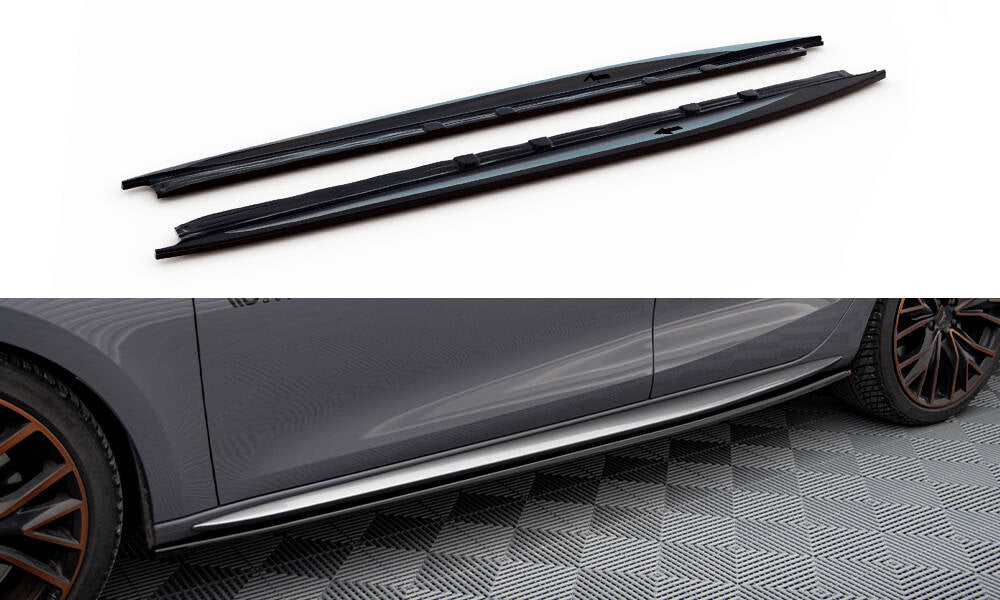 Maxton Seitenschweller Ansatz für Cupra Leon Aero Mk1 schwarz Hochglanz