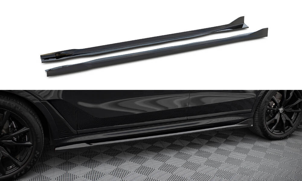 Maxton Seitenschweller Ansatz für BMW X7 M-Paket G07 Facelift schwarz Hochglanz