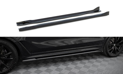 Maxton Seitenschweller Ansatz für BMW X7 M-Paket G07 Facelift schwarz Hochglanz