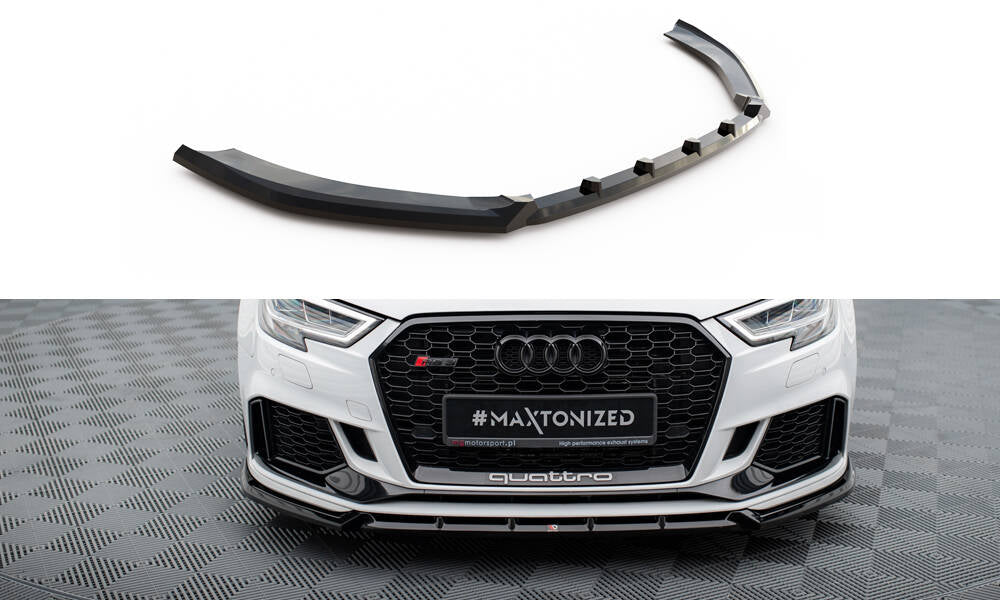 Maxton Front Ansatz V.3 für Audi RS3 Limousine 8V Facelift schwarz Hochglanz