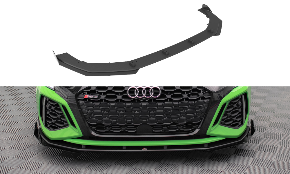 Maxton Street Pro Front Ansatz für +Flaps für V.1 + Flaps Audi RS3 8Y schwarz Hochglanz