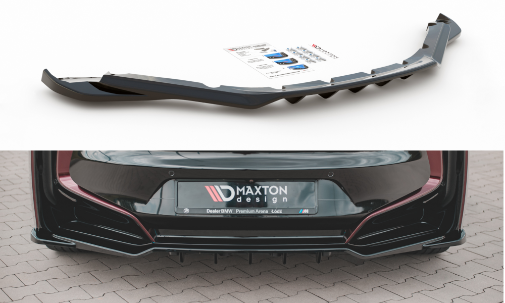 Maxton Mittlerer Diffusor Heck Ansatz DTM Look für BMW i8 schwarz matt