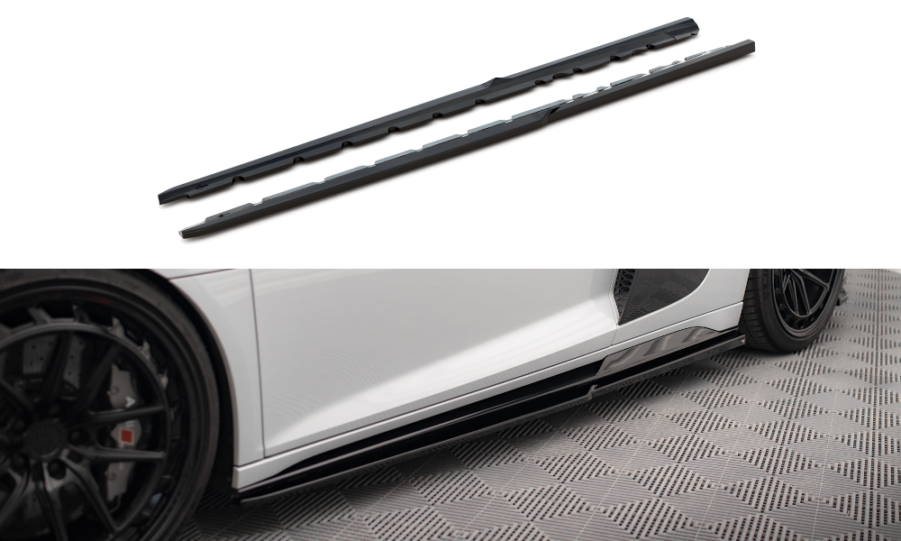 Maxton Seitenschweller Ansatz für V.2 für Audi R8 Mk2 Facelift schwarz Hochglanz