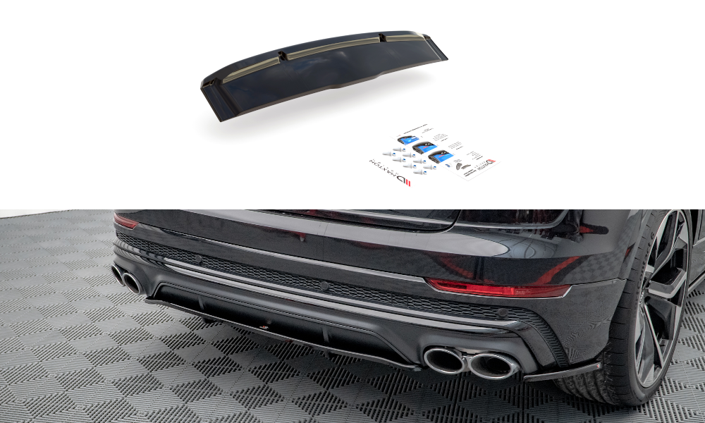 Maxton Mittlerer Diffusor Heck Ansatz DTM Look für Audi SQ8 Mk1 schwarz Hochglanz