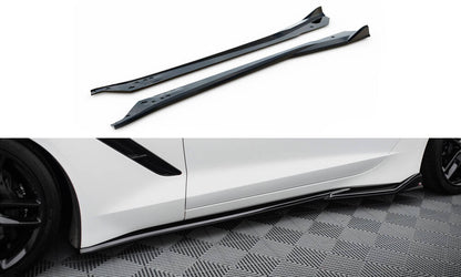 Maxton Seitenschweller Ansatz für V.2 für Chevrolet Corvette C7 schwarz Hochglanz