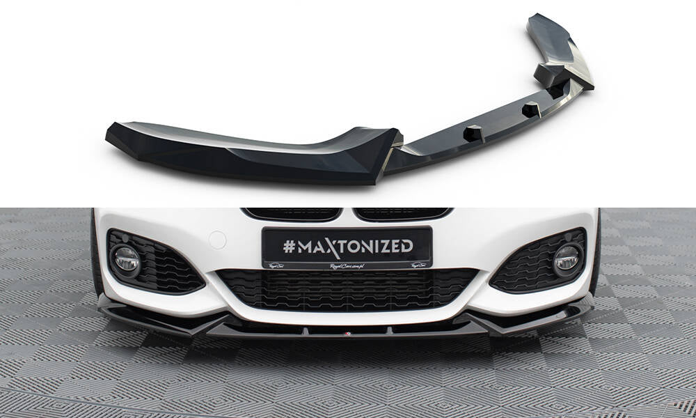 Maxton Front Ansatz V.5 für BMW 1er M-Paket / M140i F20 Facelift schwarz Hochglanz