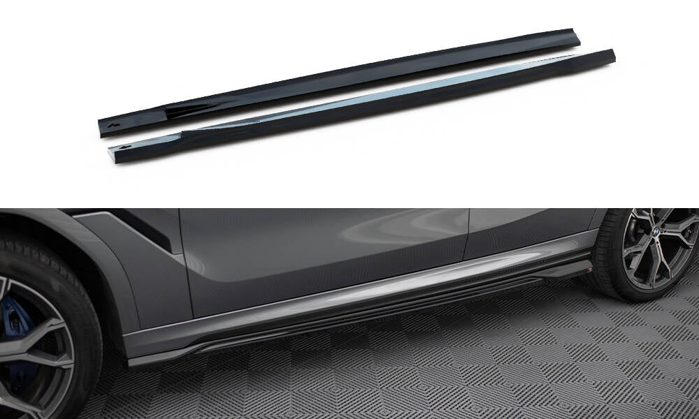 Maxton Seitenschweller Ansatz für V.2 für BMW X6 M-Paket G06 Facelift schwarz Hochglanz