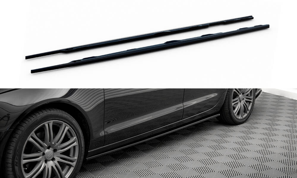 Maxton Seitenschweller Ansatz für V.2 für Audi A6 C7 schwarz Hochglanz