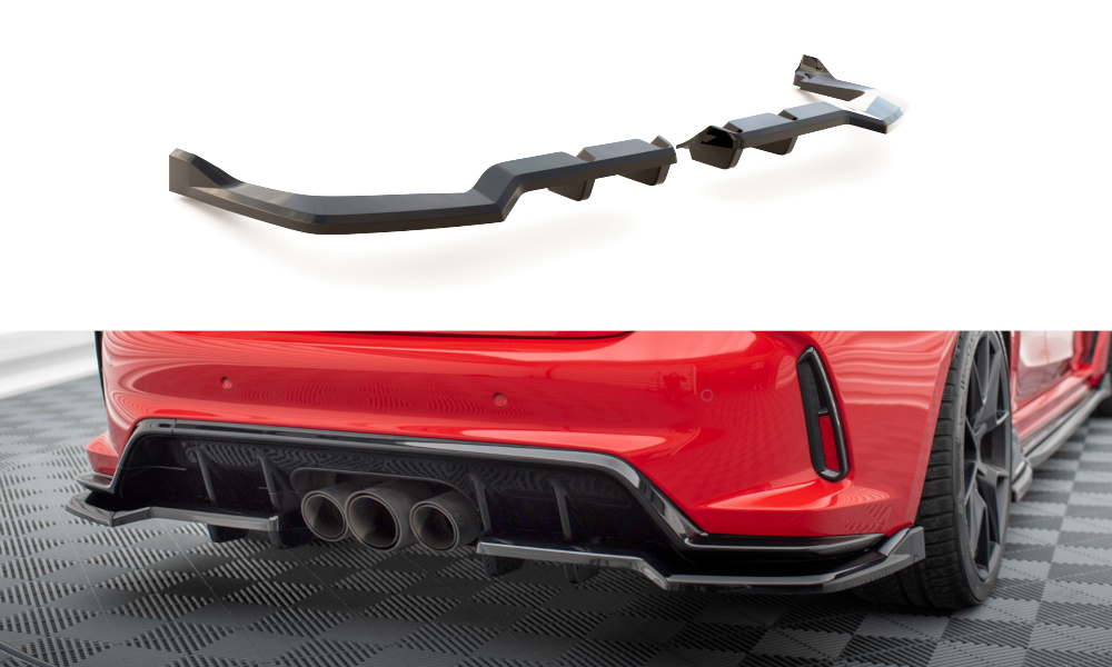 Maxton Mittlerer Diffusor Heck Ansatz DTM Look für V.2 Honda Civic Type-R Mk 11 schwarz Hochglanz