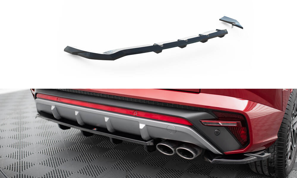 Maxton Mittlerer Diffusor Heck Ansatz DTM Look für Hyundai Tucson N-Line Mk4 schwarz Hochglanz