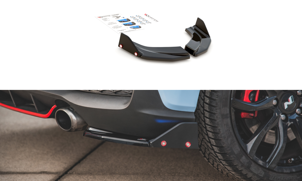 Maxton Heck Ansatz Flaps Diffusor V.6 +Flaps für Hyundai I30 N Mk3 Hatchback