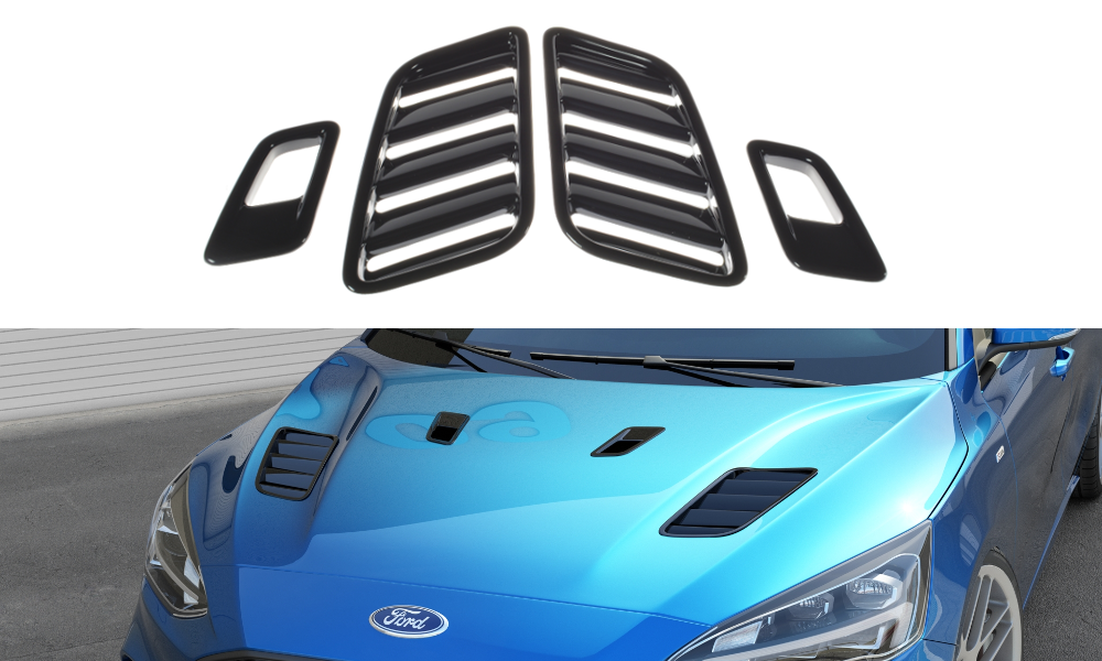 Maxton Motorhauben Luftschlitze Ford Focus ST-Line / ST Mk4 schwarz Hochglanz