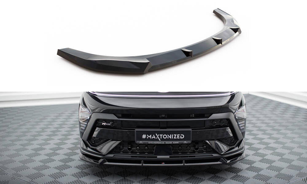 Maxton Front Ansatz für Hyundai Kona N-Line Mk2 schwarz Hochglanz