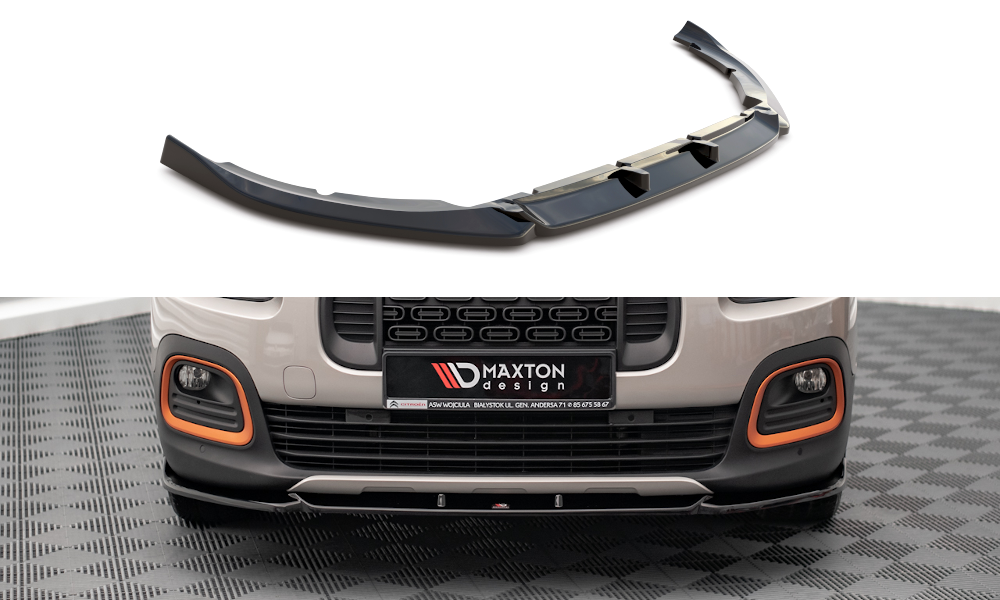 Maxton Front Ansatz für Citroen Berlingo Mk3 schwarz Hochglanz