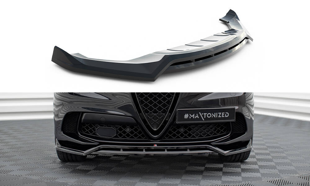 Maxton Front Ansatz für Alfa Romeo Stelvio Quadrifoglio Mk1 schwarz Hochglanz