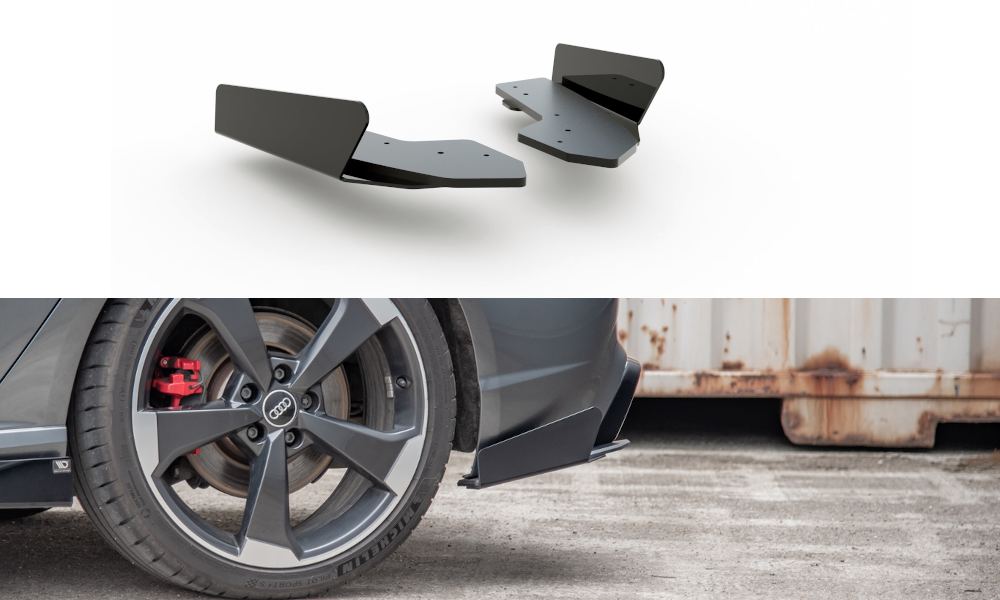 Maxton Robuste Racing Heck Ansatz Flaps Diffusor +Flaps für Audi RS3 8V Sportback schwarz Hochglanz