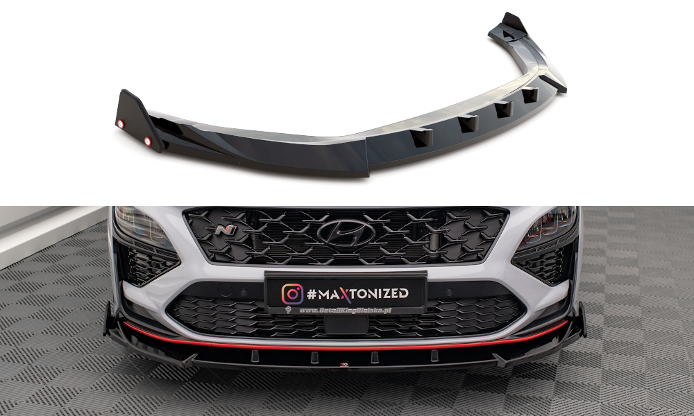 Maxton Front Ansatz V.2 +Flaps für Hyundai Kona N Mk1