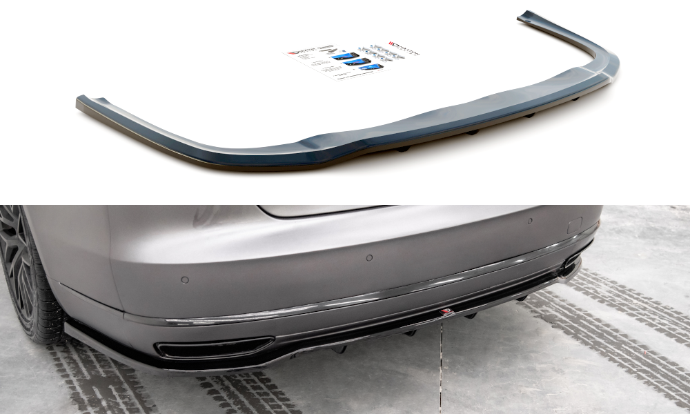 Maxton Mittlerer Diffusor Heck Ansatz DTM Look für Audi A8 D4 Facelift schwarz Hochglanz
