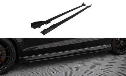 Maxton Street Pro Seitenschweller Ansatz für V.1 für + Flaps Audi RS3 Limousine 8V Facelift schwarz Hochglanz