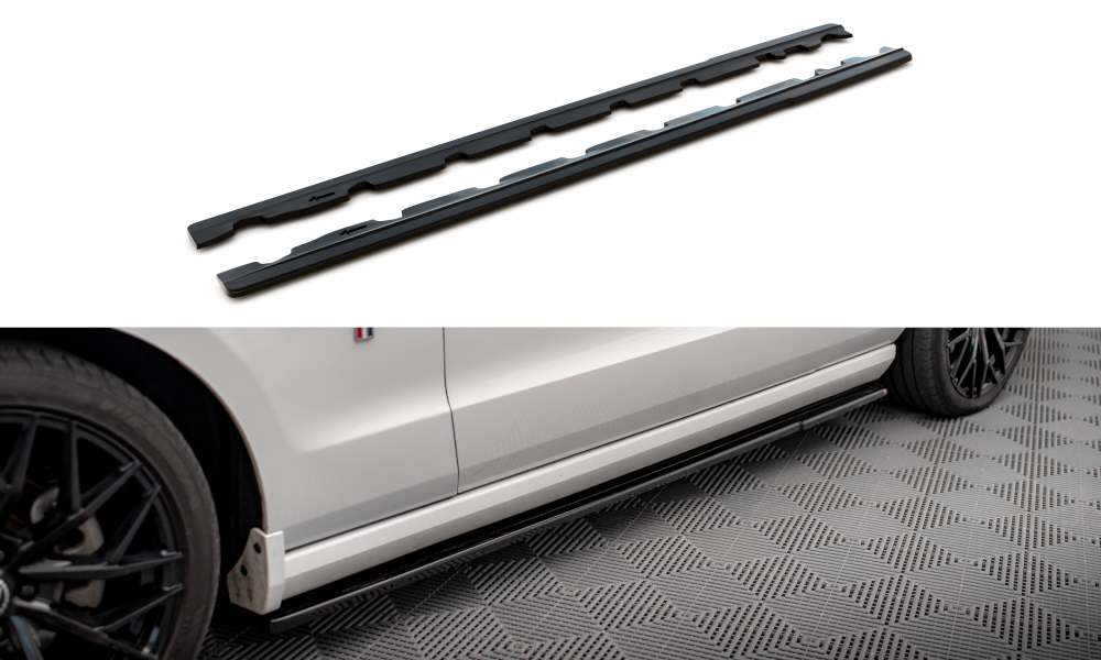 Maxton Seitenschweller Ansatz für Ford Mustang Mk5 Facelift schwarz Hochglanz