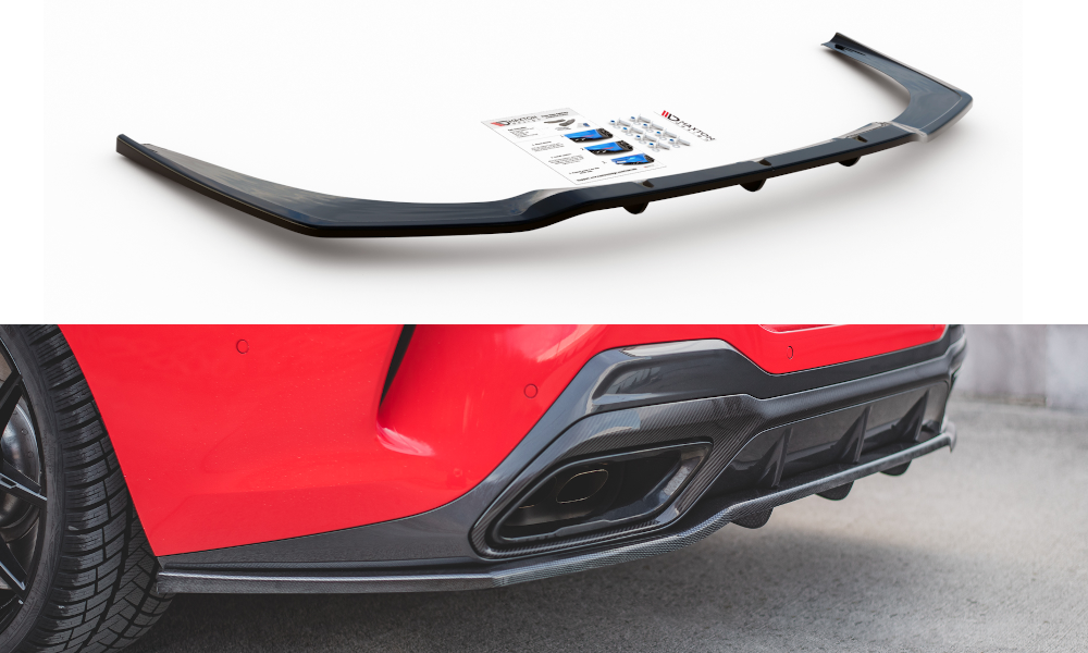 Maxton Mittlerer Diffusor Heck Ansatz DTM Look für BMW 8 Coupe M-Paket G15 schwarz Hochglanz