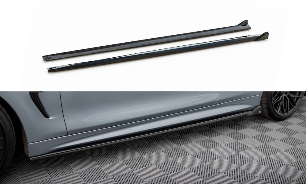 Maxton Seitenschweller Ansatz für V.2 für BMW 4er Coupe / Gran Coupe / Cabrio M-Paket F32 / F36 / F33 schwarz Hochglanz