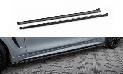 Maxton Seitenschweller Ansatz für V.2 für BMW 4er Coupe / Gran Coupe / Cabrio M-Paket F32 / F36 / F33 schwarz Hochglanz