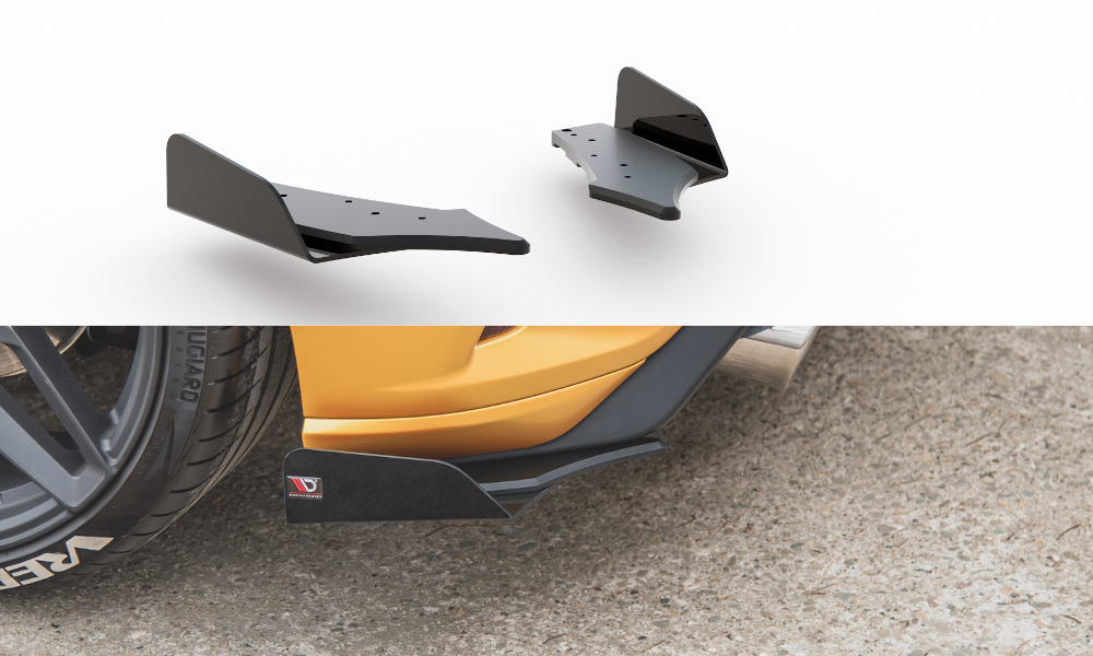 Maxton Robuste Racing Heck Ansatz Flaps Diffusor +Flaps für Ford Focus ST Mk4 schwarz Hochglanz