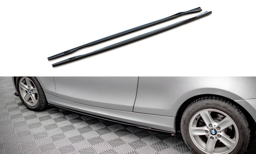 Maxton Seitenschweller Ansatz für V.2 für BMW 1er E81 Facelift schwarz Hochglanz