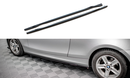 Maxton Seitenschweller Ansatz für V.2 für BMW 1er E81 Facelift schwarz Hochglanz