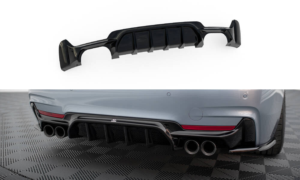 Maxton Diffusor Heck Ansatz für BMW 4er Coupe / Gran Coupe / Cabrio M-Paket F32 / F36 / F33 (Version mit Doppelauspuff auf...