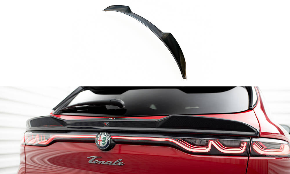 Maxton Niedriger Spoiler CAP für 3D Alfa Romeo Tonale Mk1 schwarz Hochglanz