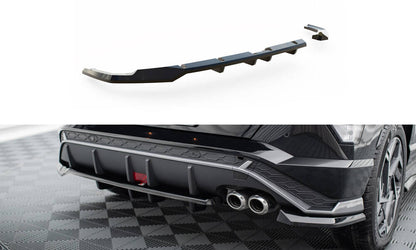 Maxton Mittlerer Diffusor Heck Ansatz DTM Look für Hyundai Kona N-Line Mk2 schwarz Hochglanz