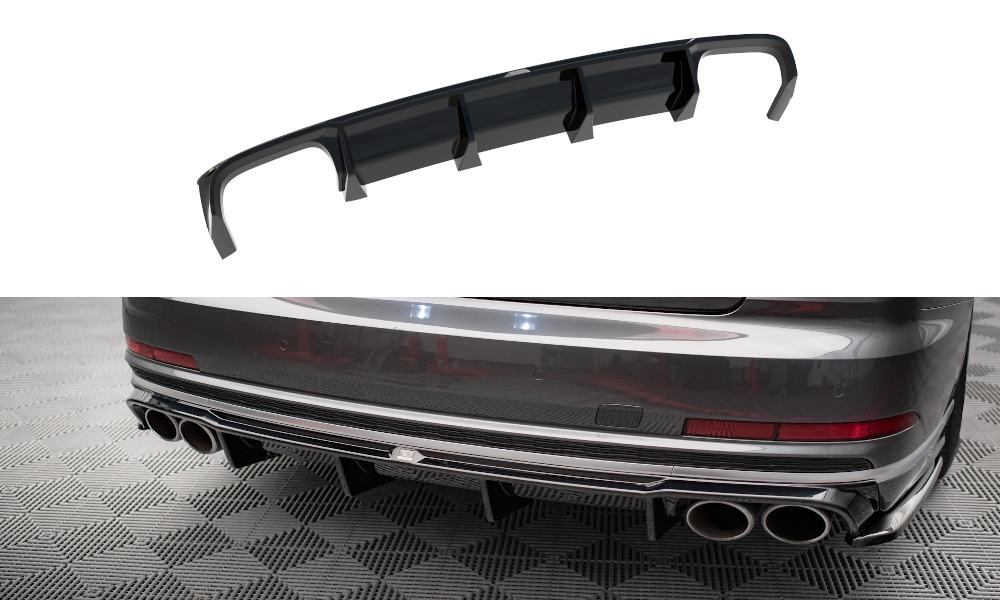 Maxton Diffusor Heck Ansatz für Audi S8 D5 schwarz Hochglanz