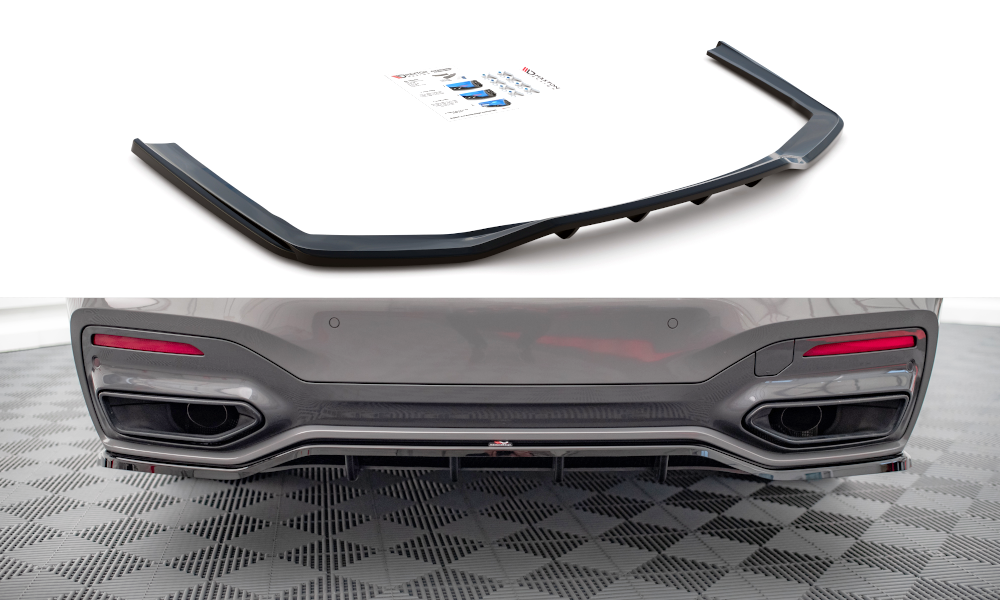 Maxton Hinten Splitter (mit einem vertikalem balken) V.1 BMW 7 M-Paket G11 Facelift schwarz Hochglanz