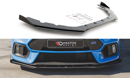 Maxton Robuste Racing Front Ansatz für passend +Flaps für Ford Focus RS Mk3 schwarz Hochglanz